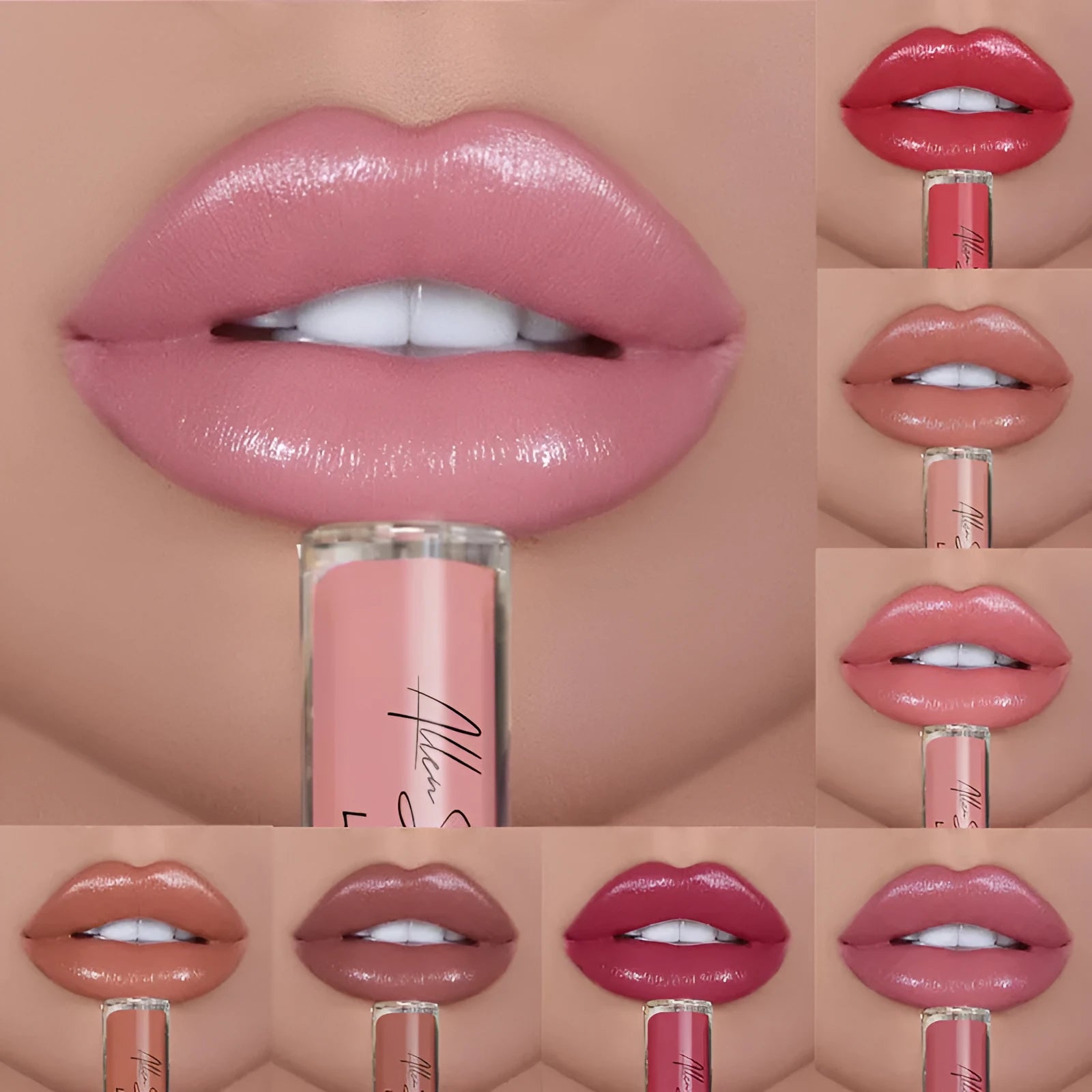 Silky cream texture lip gloss tube with mineral ingredients and multiple colour set options