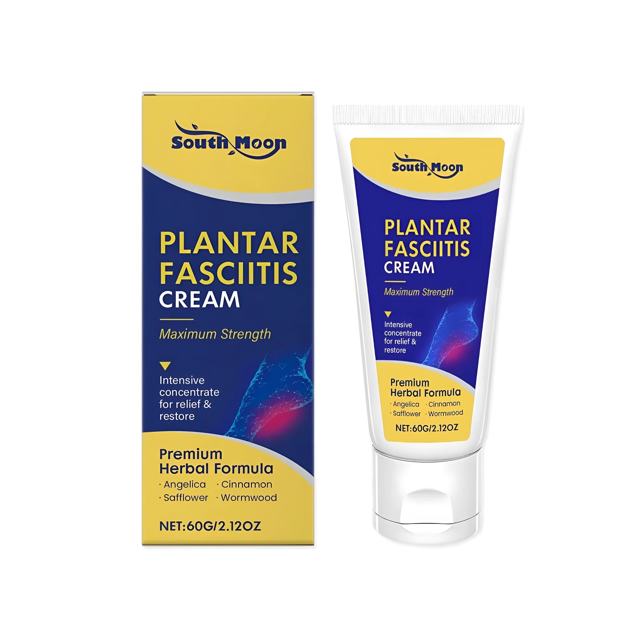 60g tube of foot relief cream with mint leaves and angelica sinensis ingredients