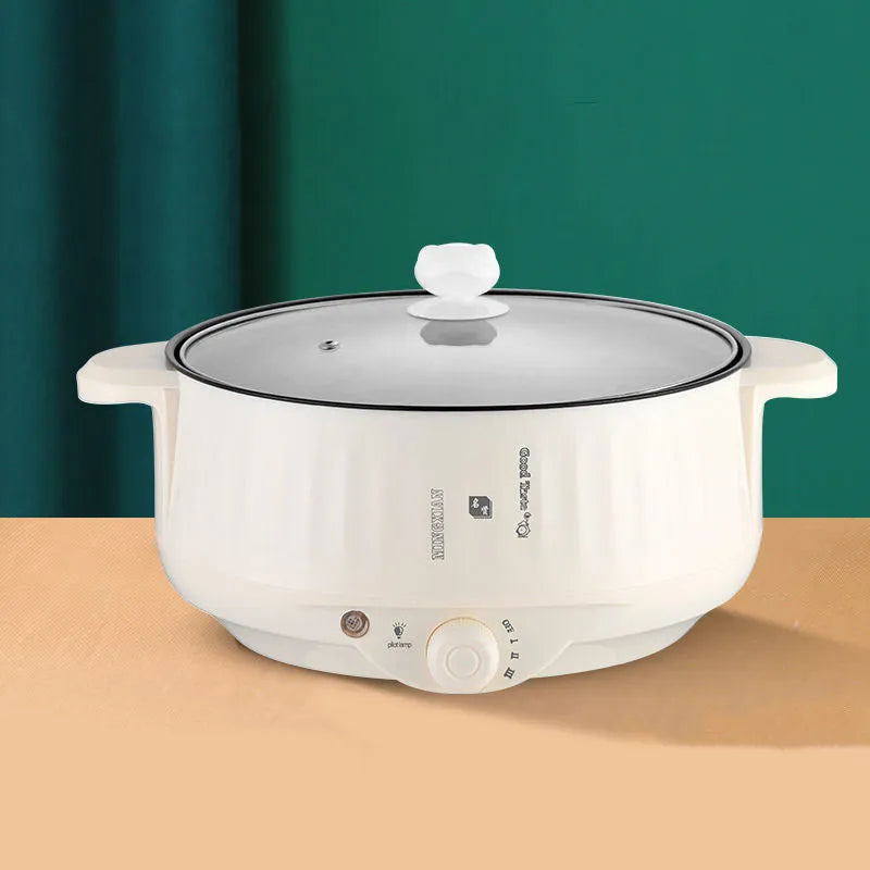 Stainless steel electric hot pot with non-stick interior for multiple cooking functions