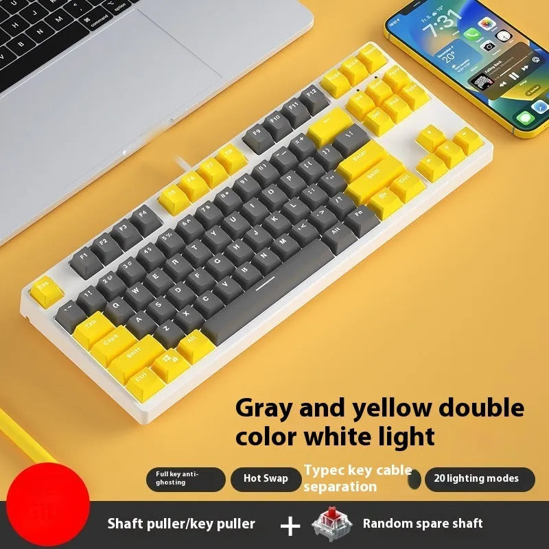 87-key tenkeyless mechanical keyboard in a dual-colour keycap design with metal frame
