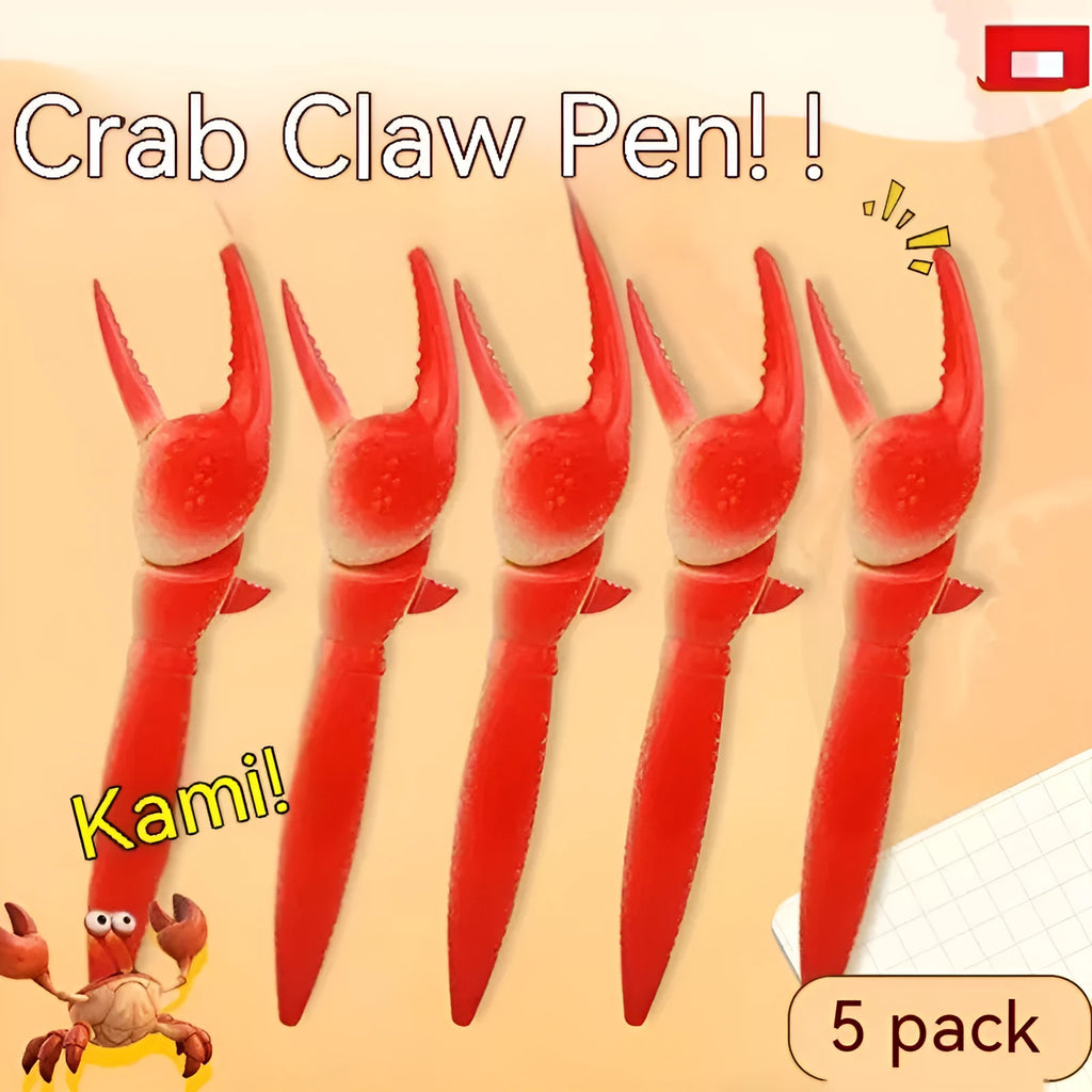 Crab-shaped ballpoint pen showing pressable can clip mechanism on side