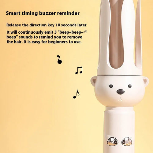 Beige anion automatic hair curler with wired power supply and hair stick accessory