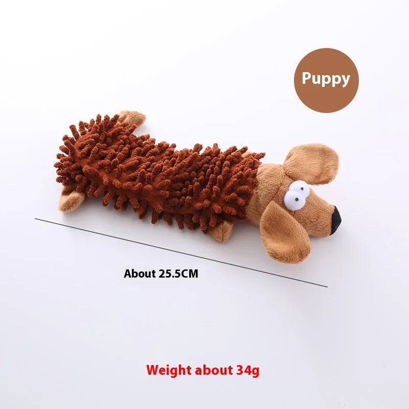 Brown dog design horse molar plush chew toy with microfiber filling and squeaker