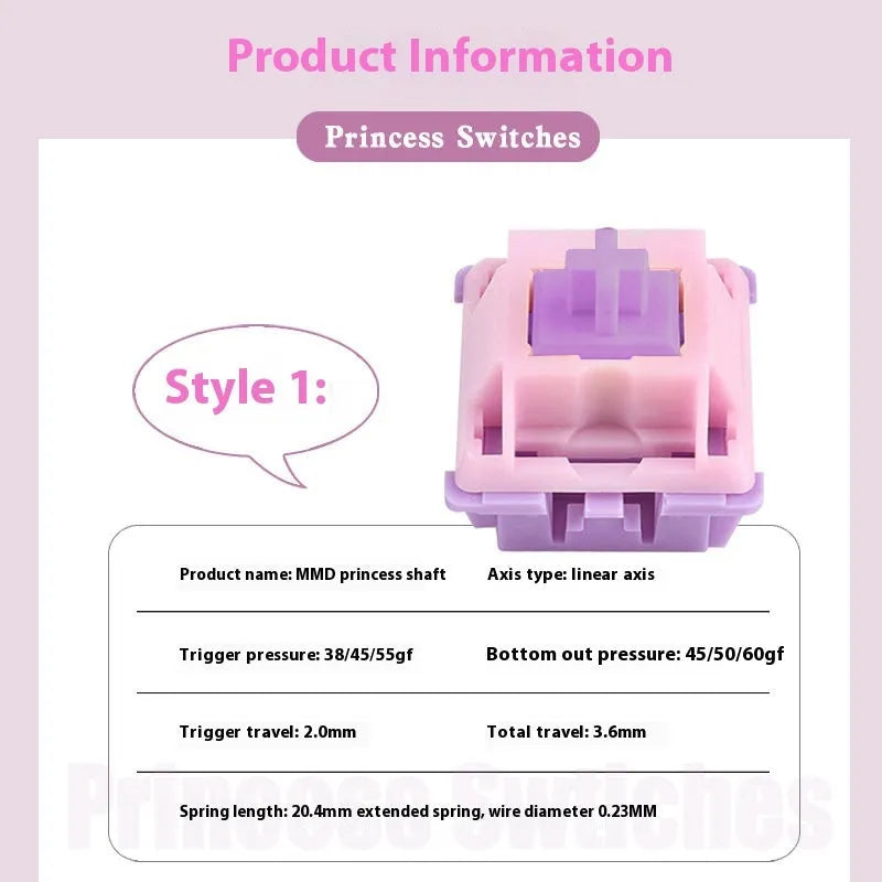 MMD Princess Shaft linear mechanical keyboard switch with custom spring weights