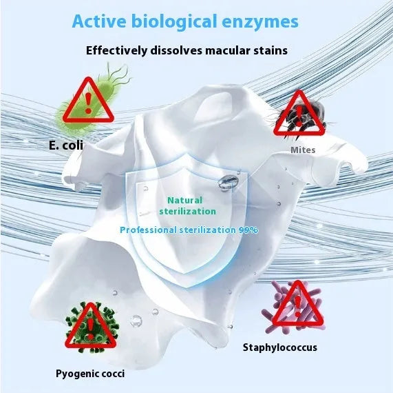 Biological enzyme bubble powder laundry detergent bottle for stain removal on fabrics
