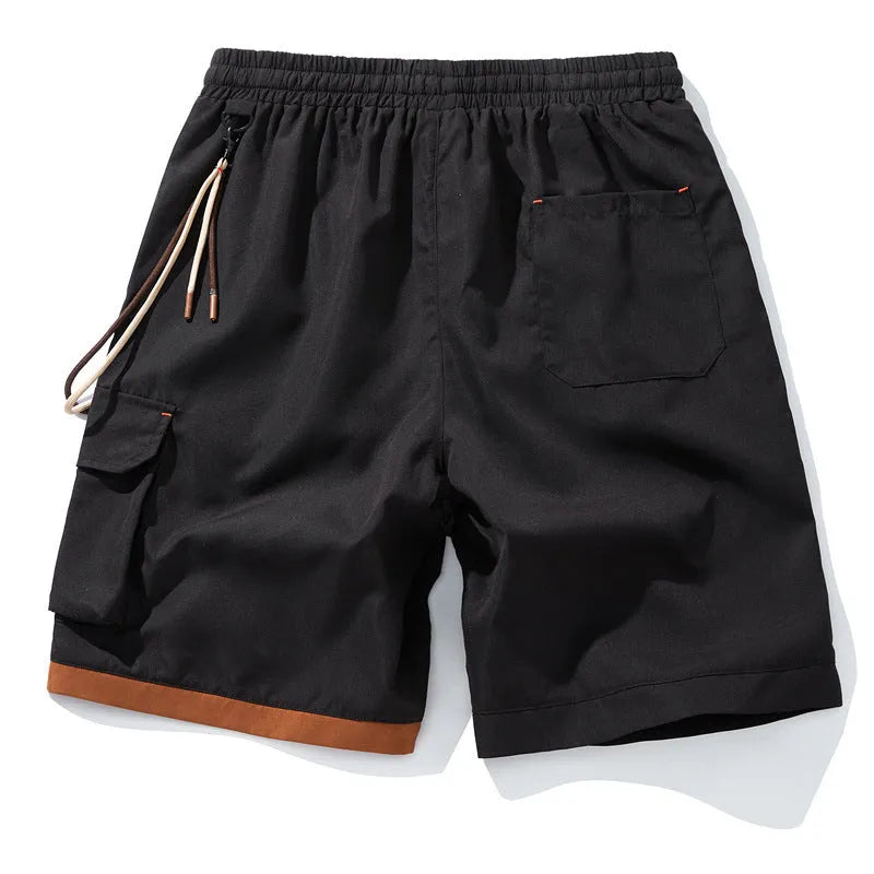 Men's plus size loose-fit sport shorts in bamboo fibre, shown in coffee colour.