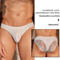 Men's briefs underwear with shark skin lace fabric in black or white free size