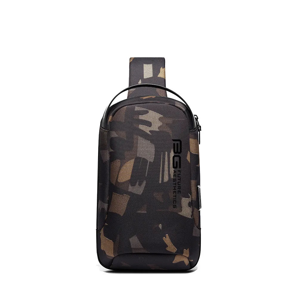 Men's casual Oxford cloth shoulder bag with USB charging port in four colour options.