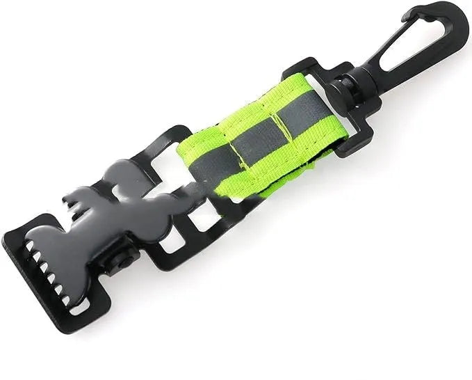 Fluorescent green metal buckle gloves clamp with reflective tape for industrial safety belts