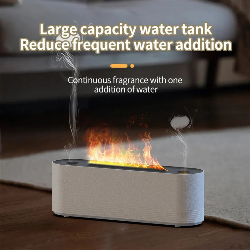 Black or white Flame Air ultrasonic humidifier and aroma diffuser with 7-colour LED lights on.