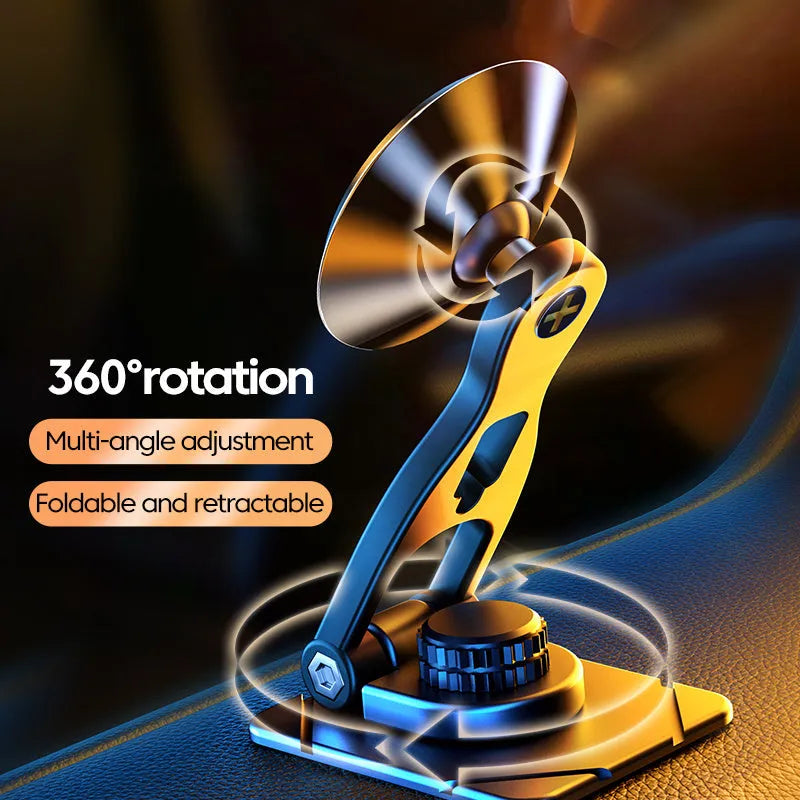 Telescopic folding car phone holder with magnetic suction in black or silver colours