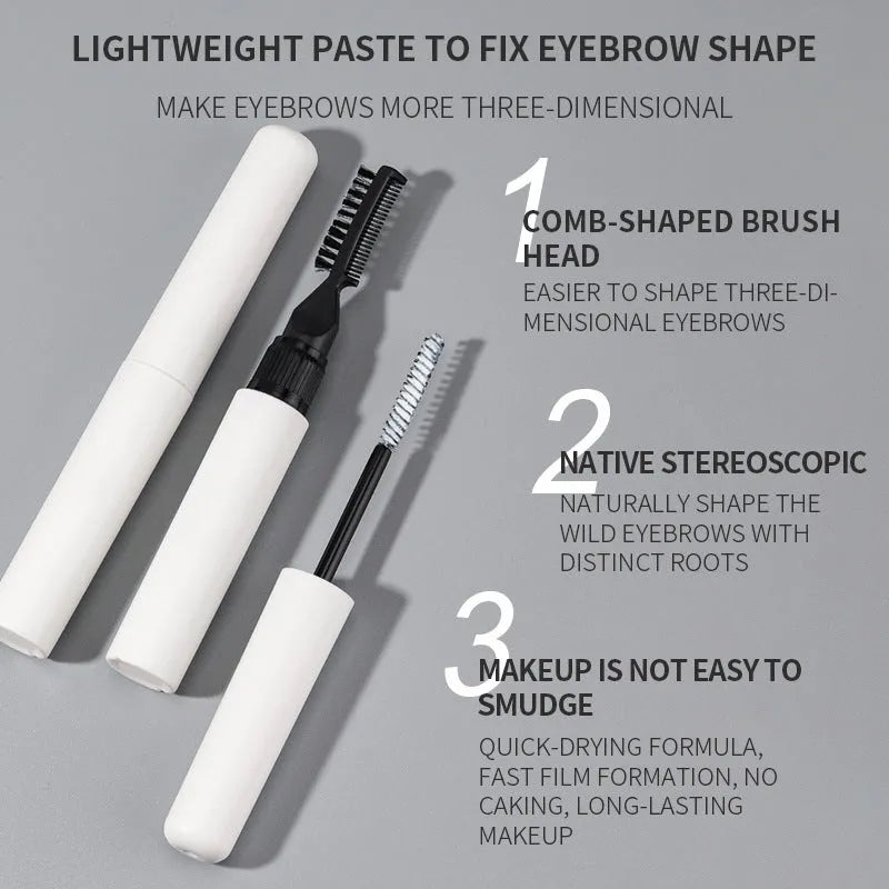 Eyebrow brush and liquid set for natural wild eyebrow styles in pink and white options