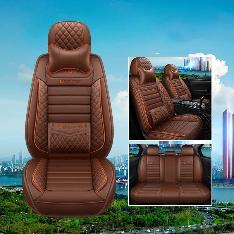 Red leather car seat cushion with high-elasticity sponge filler on a car seat.