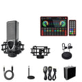 G4 professional singing sound card mixer with LCD screen, control knobs, and included microphone and cables.