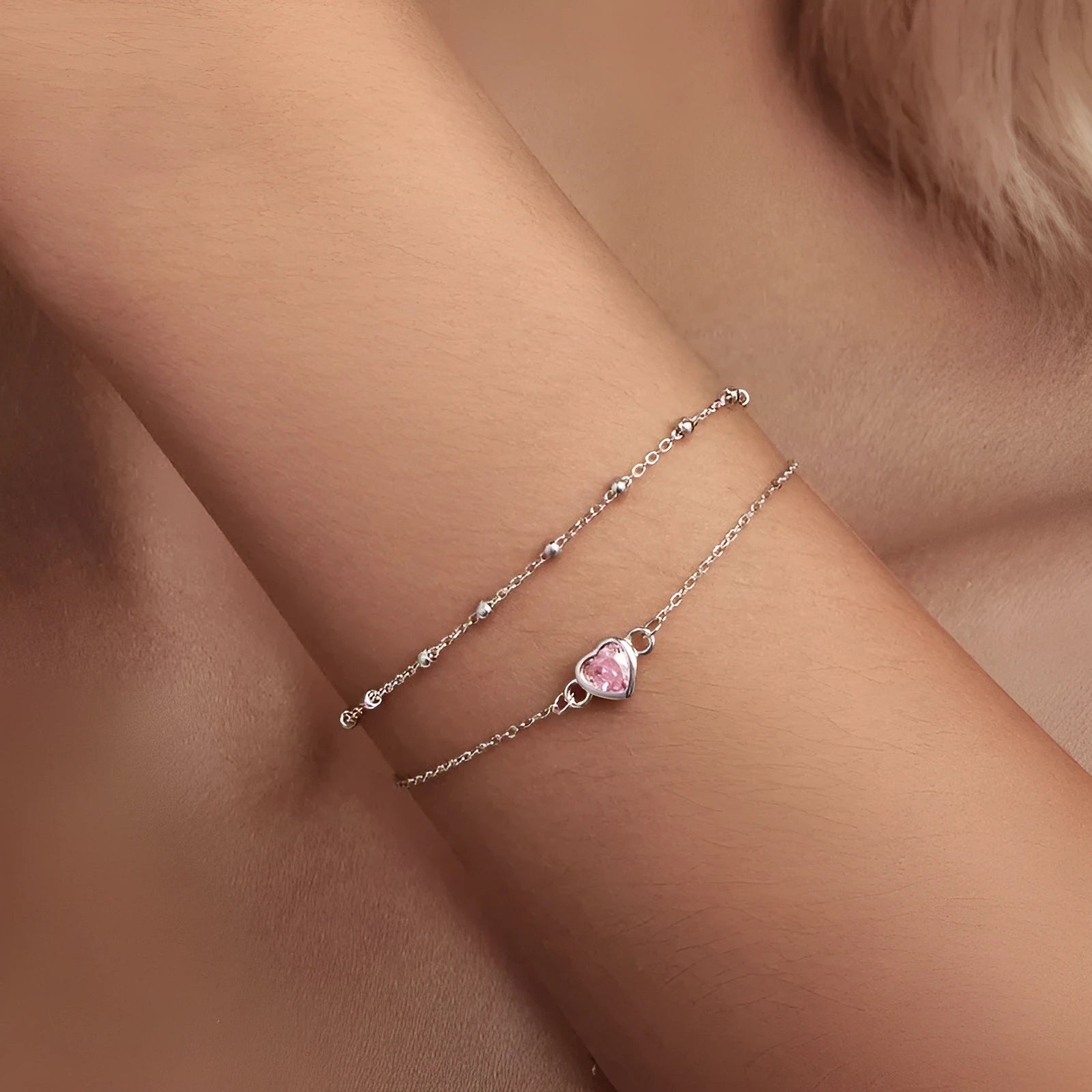 Sweet girlish style 925 sterling silver bracelet with a small heart pendant on an adjustable chain.