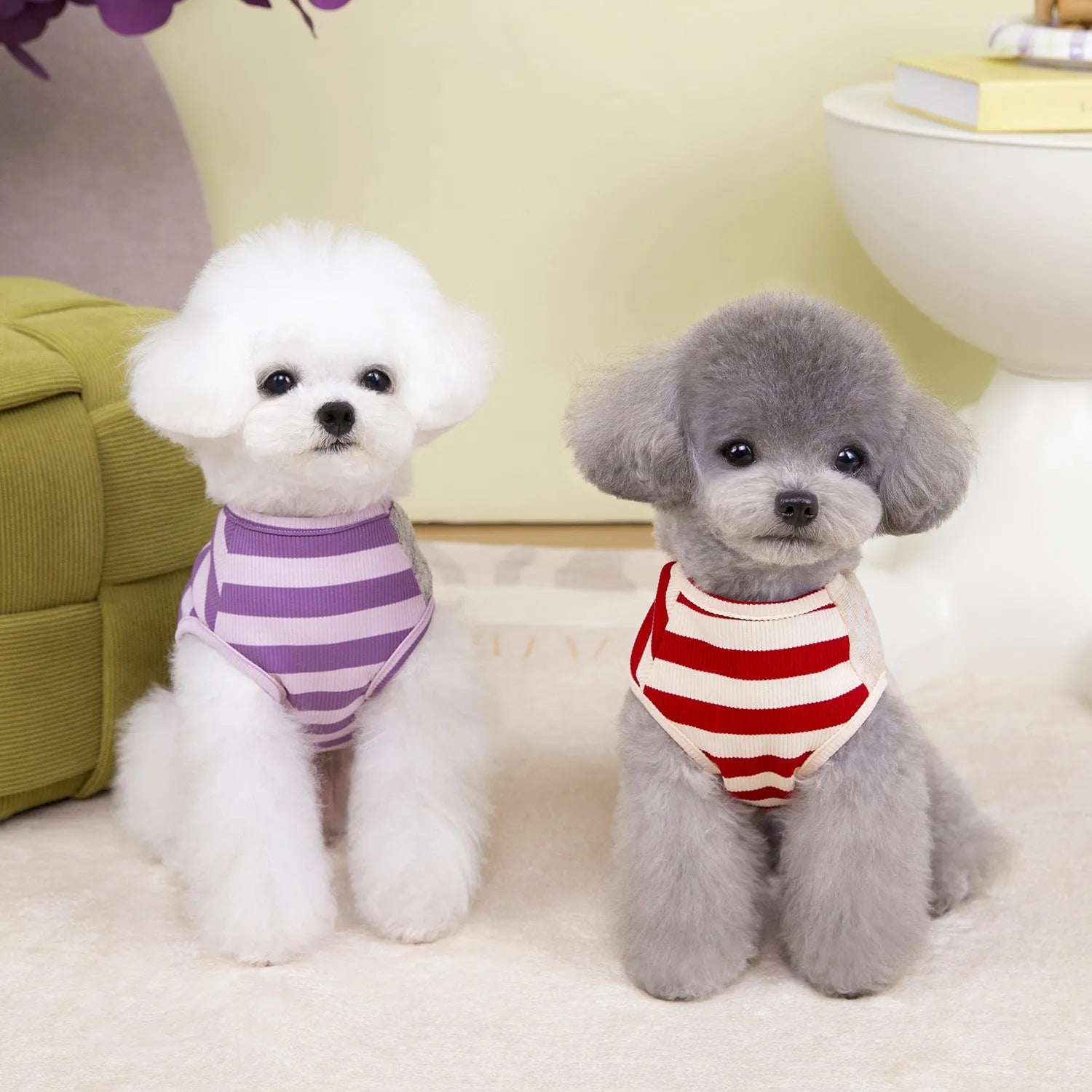 Polyester pet clothing vest in blue, casual style for small to large dogs