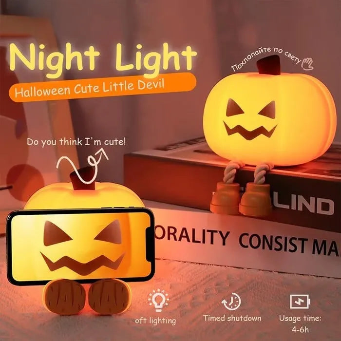 Halloween pumpkin lamp with geometric design and horror pumpkin night light effects