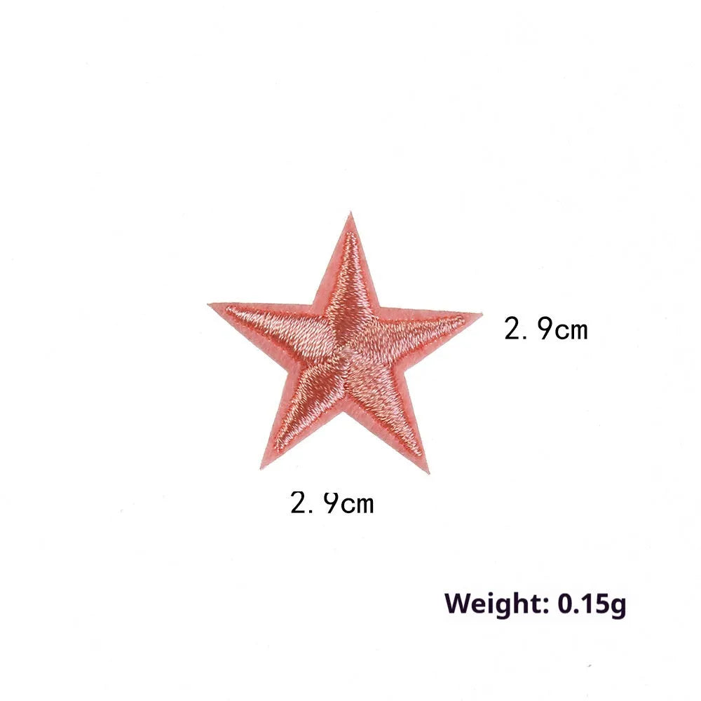 Five-pointed star embroidery label cloth stickers in assorted colours for clothing decoration