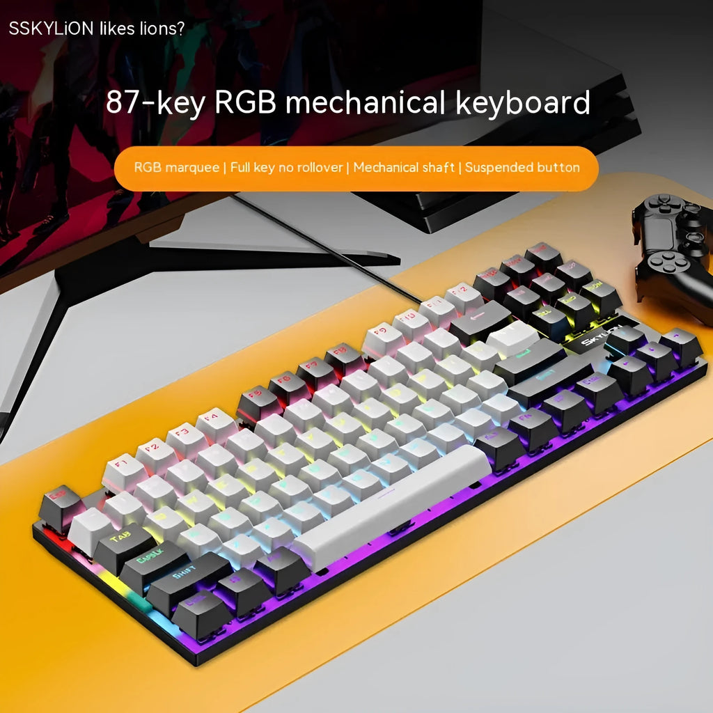 K87 mechanical keyboard in selected colour with green or red switches and metal case