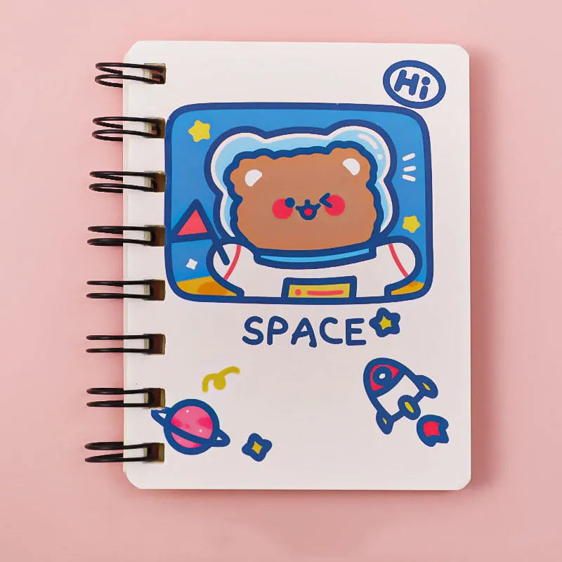 Astronaut series pocket flipper notebook in 10.5cm by 8cm size showing one of four cover design options.
