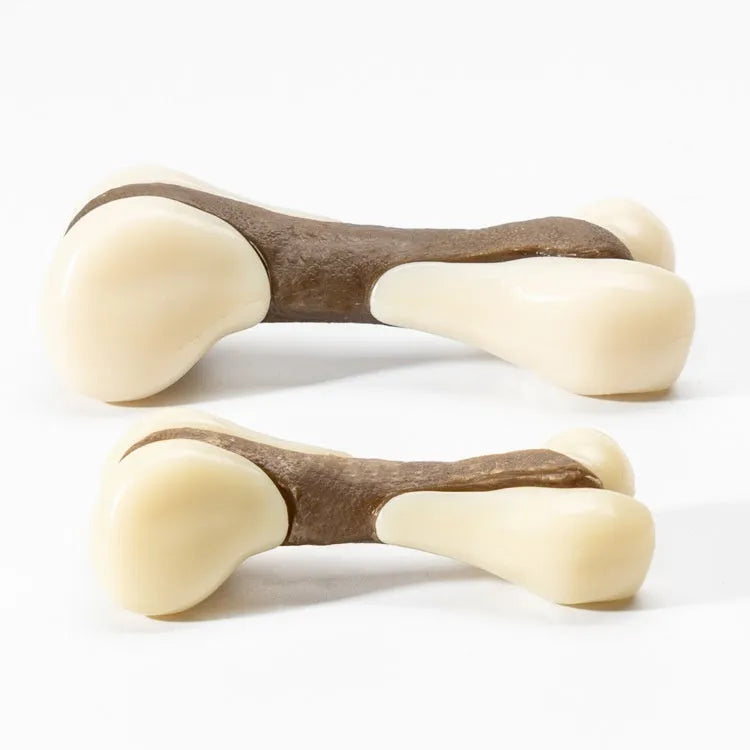 Cowhide nylon dog bone grinding rod chew toy in small and large size options