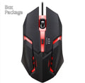 Wired USB gaming mouse with colourful breathing light, black four-button design, and 1.2 metre cable