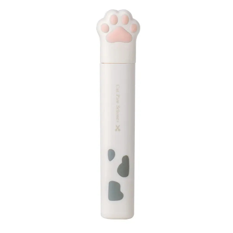 Cat paw mini folding scissors showing stainless steel blades and compact 8.7cm dimensions