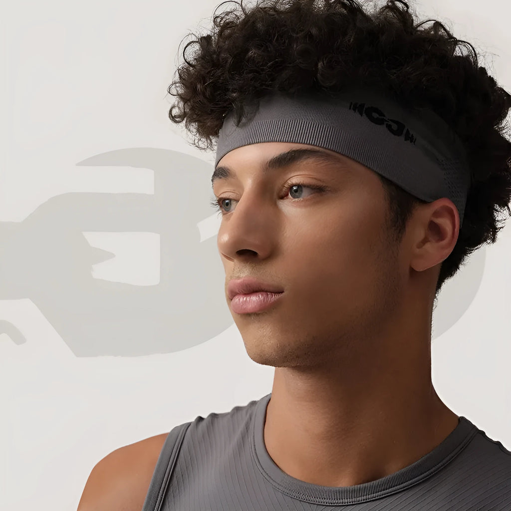 Seamless knitted exercise hair band in black, grey or blue for sports activities