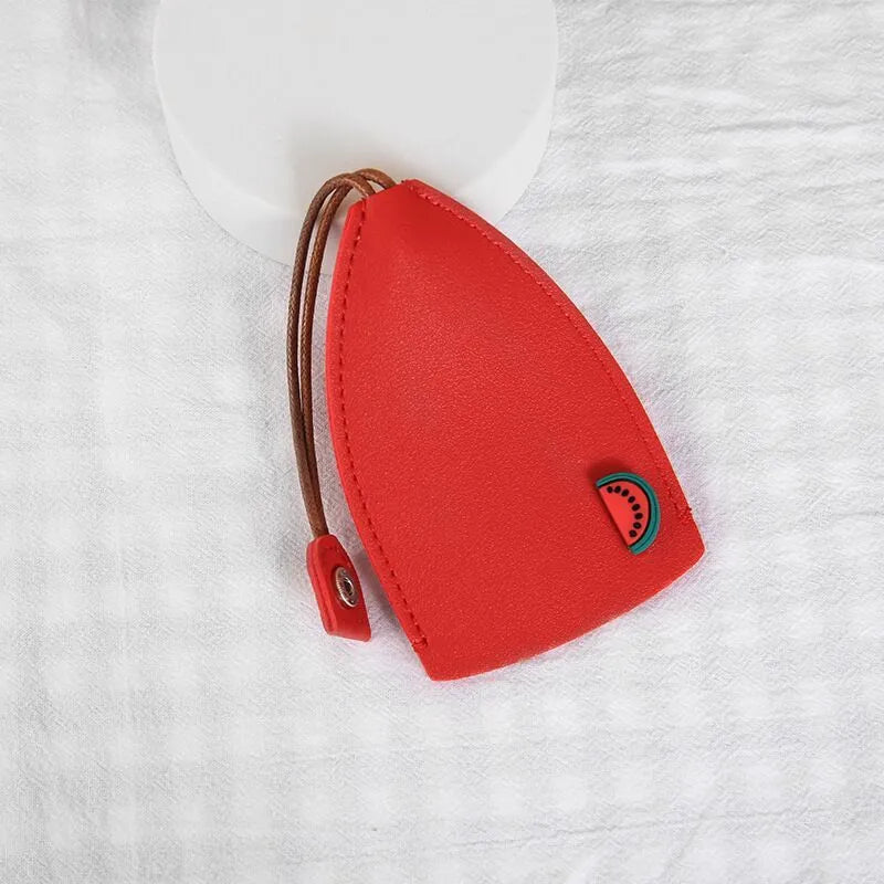 Cartoon design pull-out car key case in PU leather with removable decorative cover