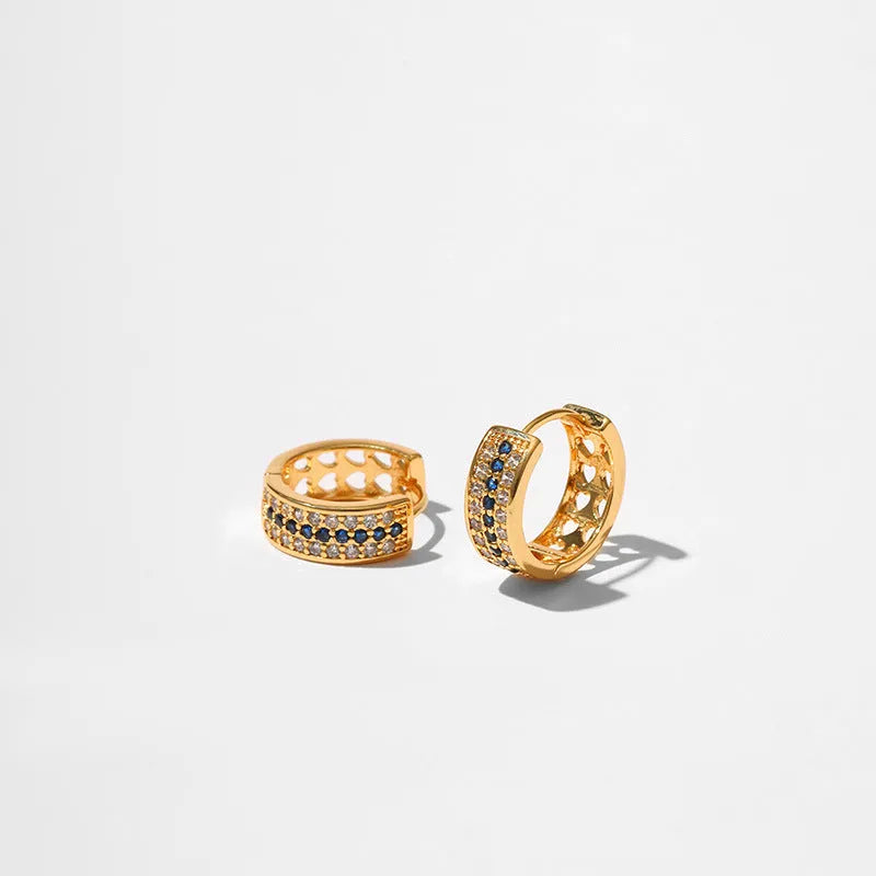 Geometric round gold-coloured hoop earrings for women