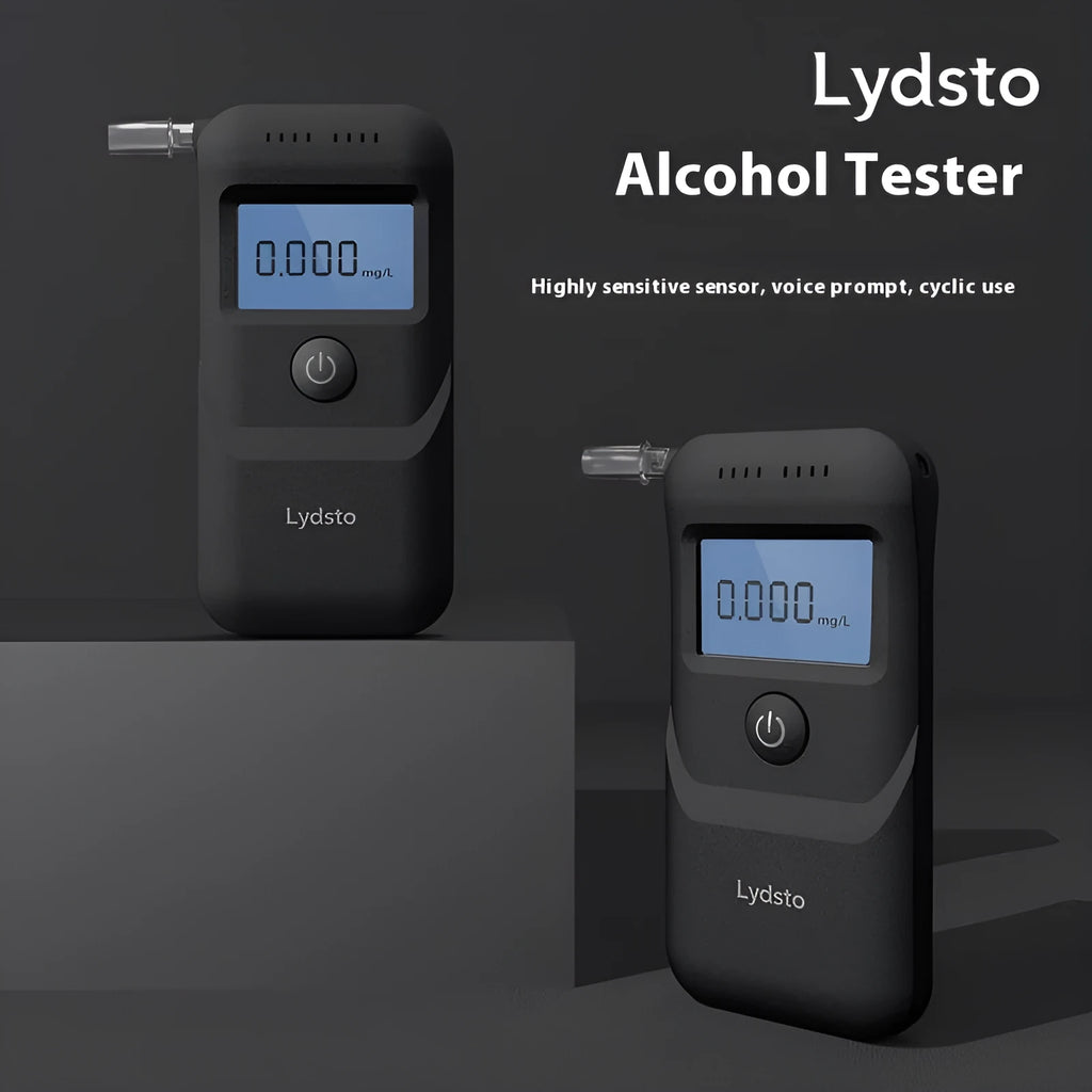 Black household alcohol tester breathalyzer device for drunk driving detection