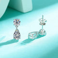 925 sterling silver water drop moissanite stud earrings with round and pear-shaped stones