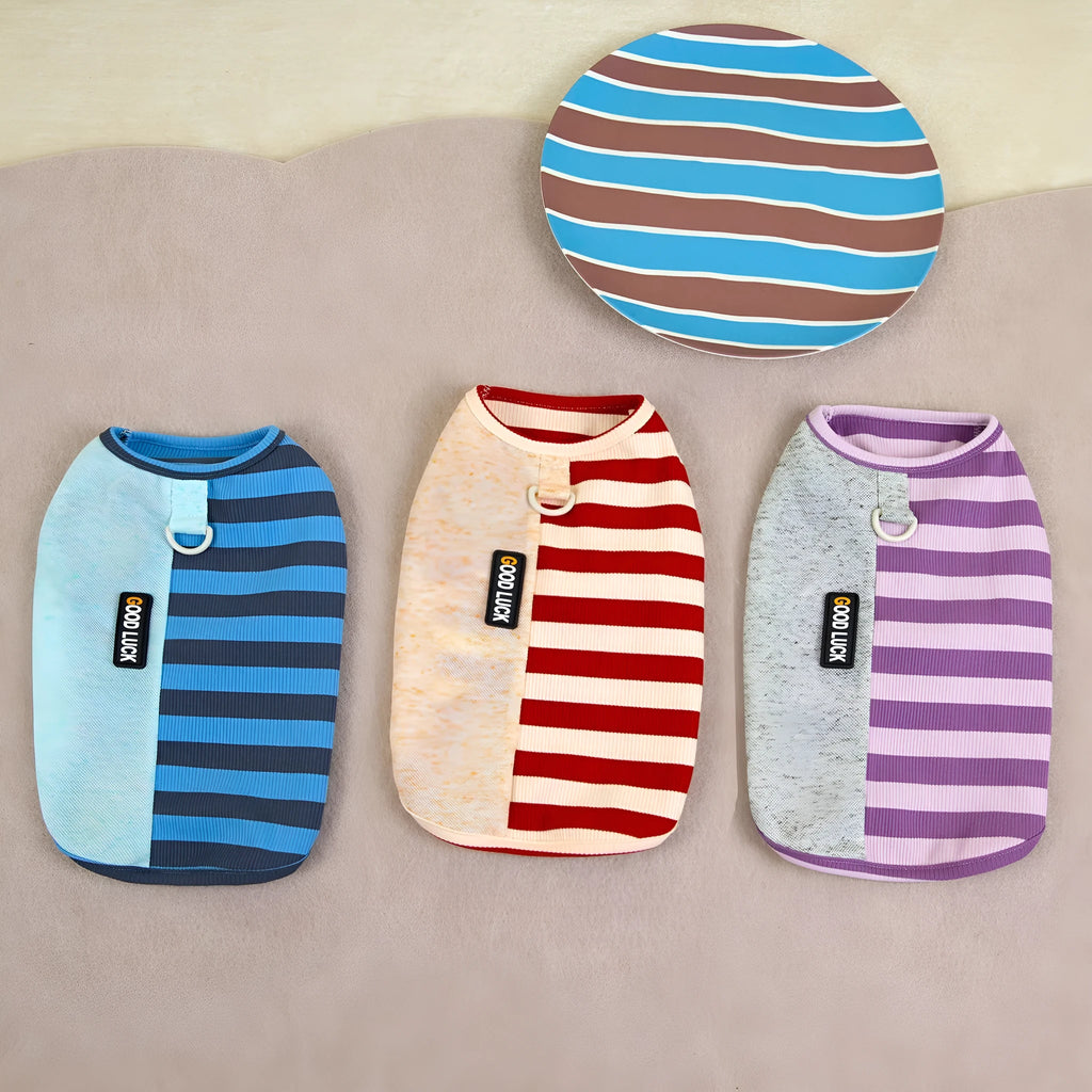 Polyester pet clothing vest in blue, casual style for small to large dogs