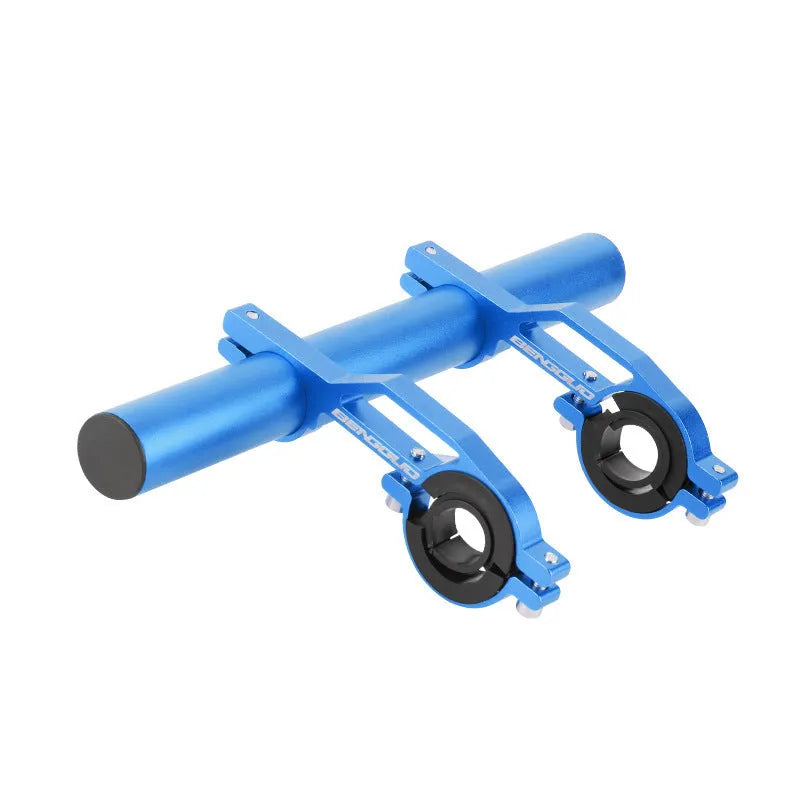 Aluminium alloy bicycle handlebar extension bracket in black, 10cm length, for MTB and road cycling