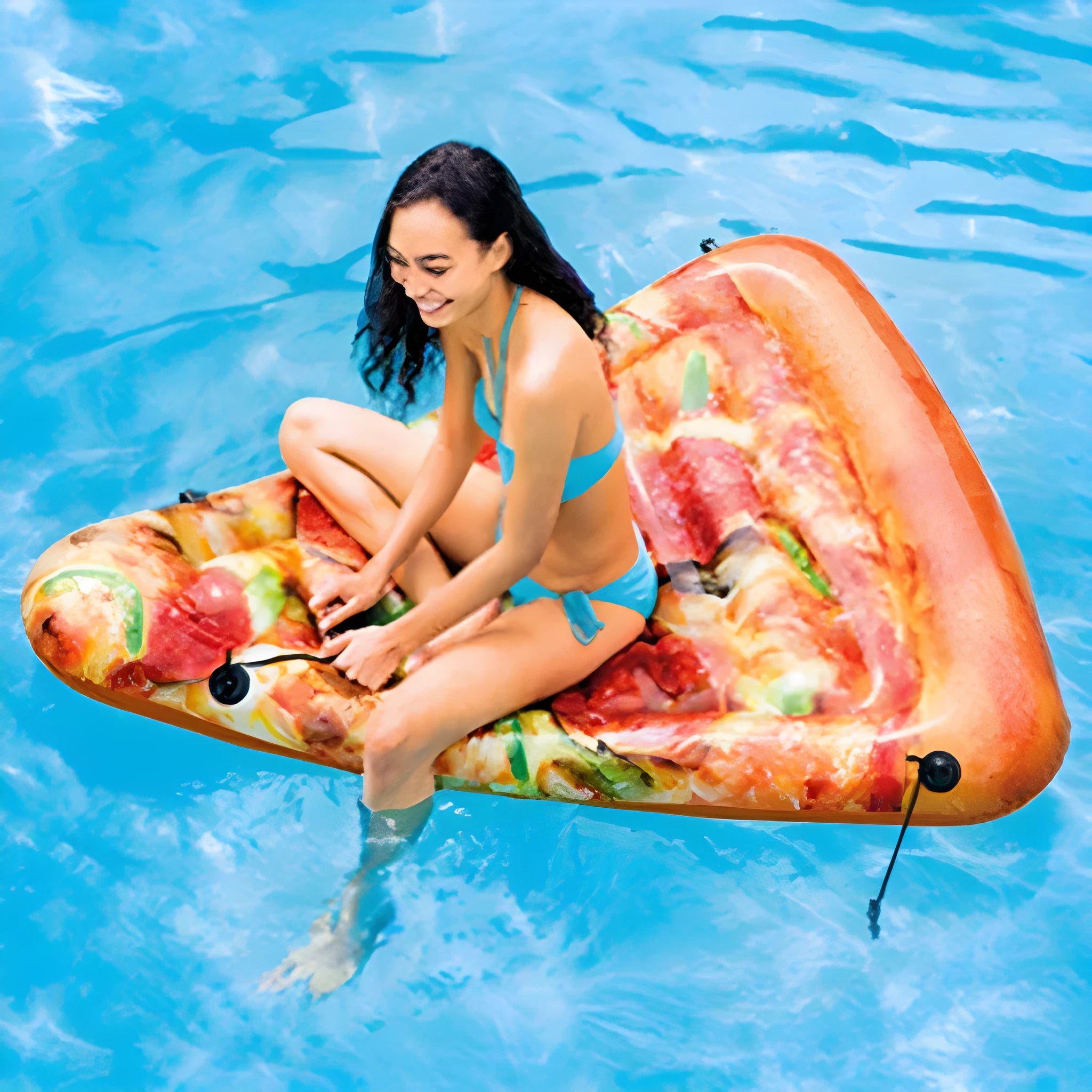 Pizza pattern inflatable surfboard float 175cm long for pool swimming