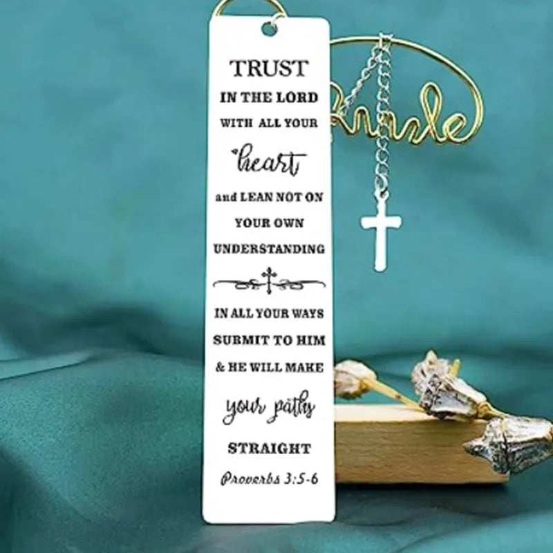 Stainless steel bible bookmark with engraved verse in CFS5170 steel colour