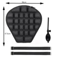 Jiusong Starry Black inflatable motorcycle seat cushion with 3D airbag, 355x385mm, shows PU leather and strap attachment