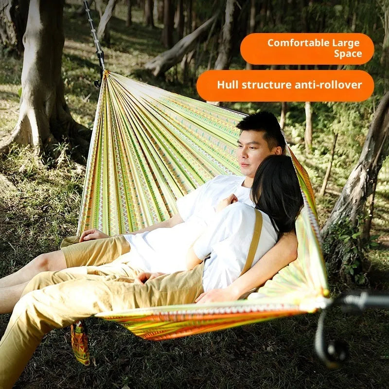 Parachute cloth printing park camping hammock 260x140cm polyester bohemian yellow