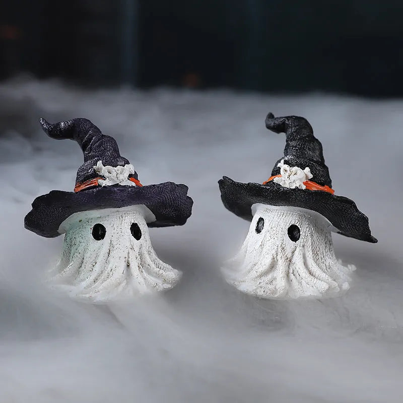 Resin wizard hat ghost ornament for Halloween and Christmas decoration in purple colour