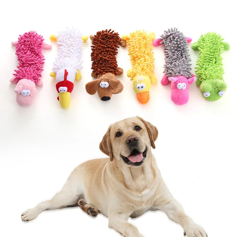 Brown dog design horse molar plush chew toy with microfiber filling and squeaker