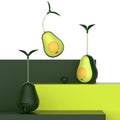 Green avocado-shaped silicone food leakage cat toy tumbler on a surface, 80x80x107mm