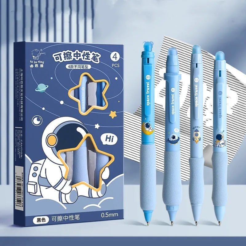 Cartoon erasable gel pen with 0.5mm tip in panda, bear or yellow hooded design