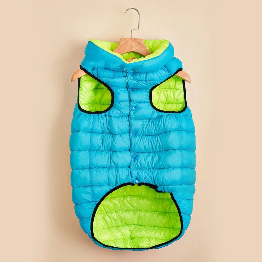 Winter down cotton dog clothes in brown beige with nylon outer shell, casual style, size S to 5XL