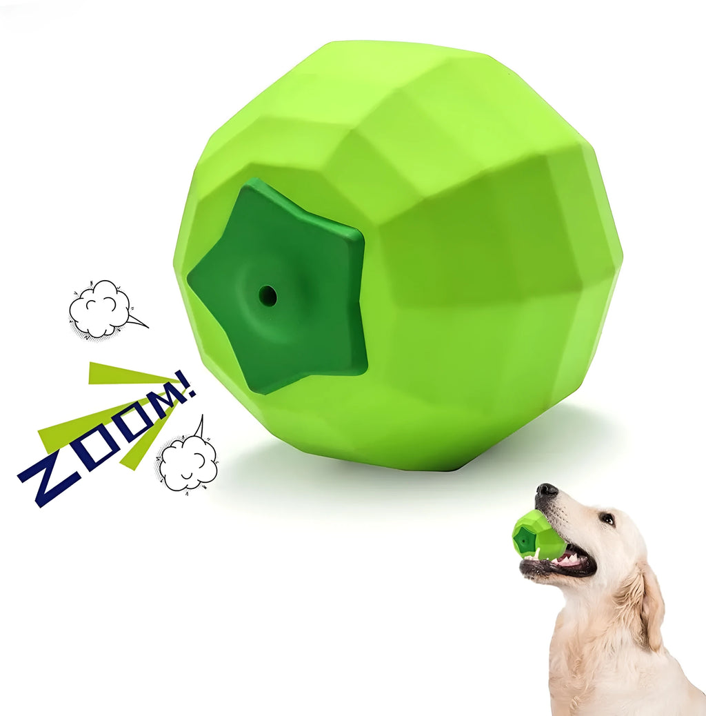 Green natural rubber dog squeaky ball toy for large breed aggressive chewers