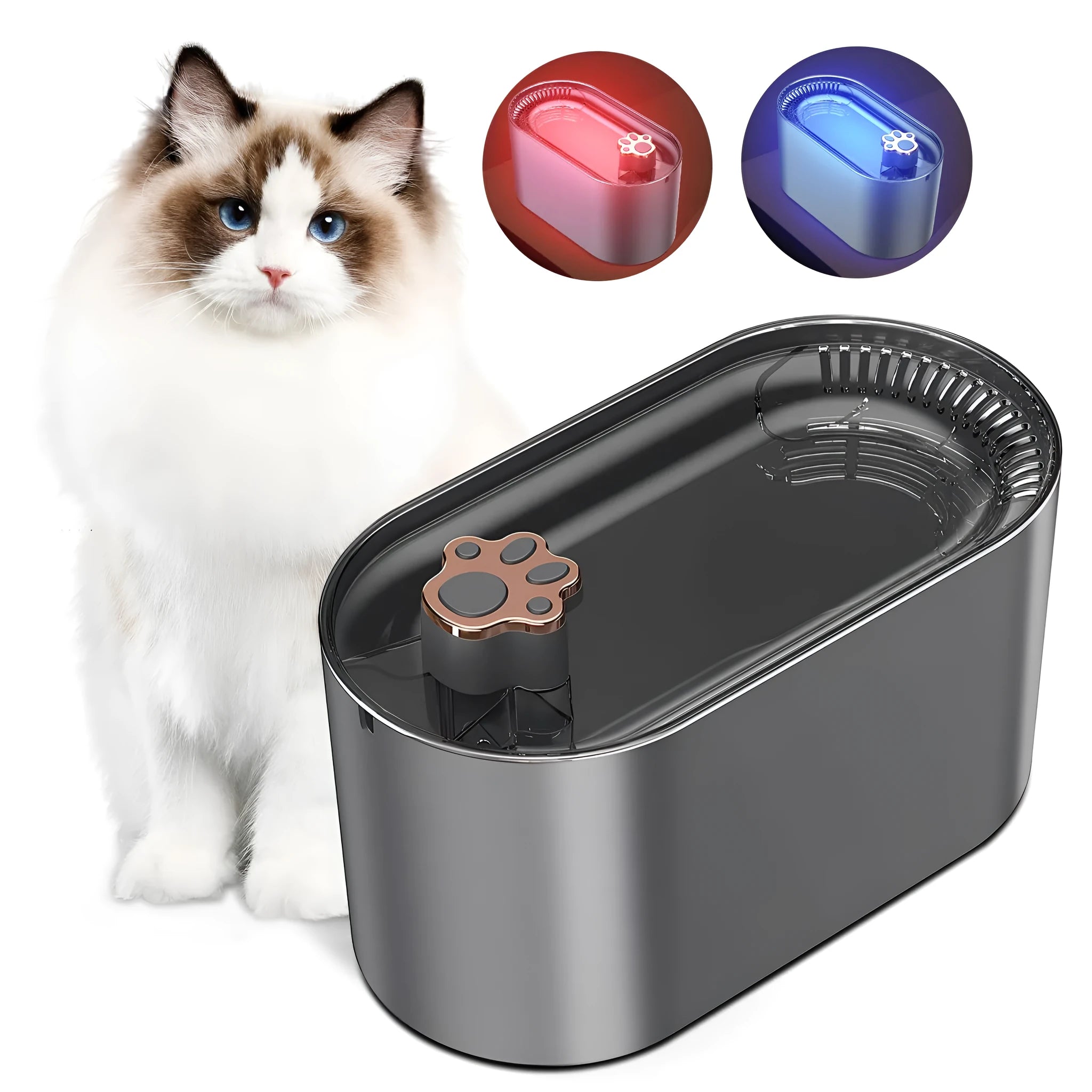 3L automatic pet water fountain with quiet pump and LED light for cats and dogs