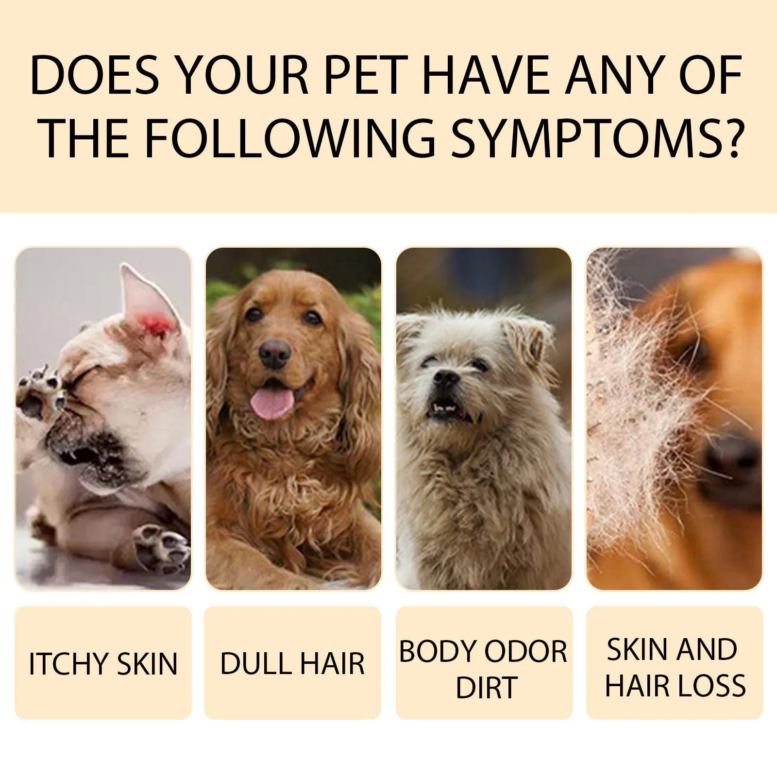 Bottle of mild pet shampoo for dogs in 100ml or 300ml size for gentle cleaning and detangling