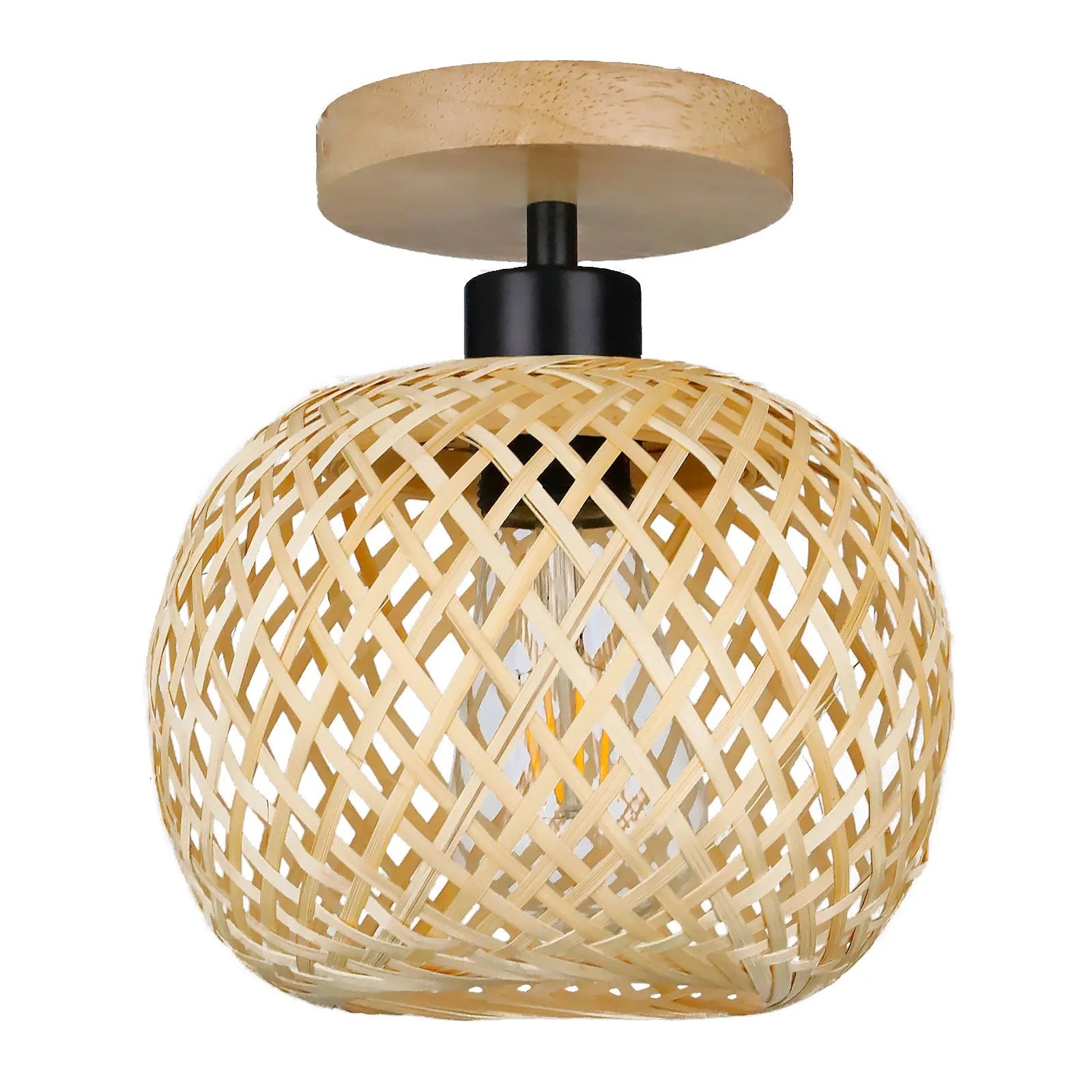 Japanese-style bamboo ceiling lamp with wood colour finish for corridor and entrance lighting