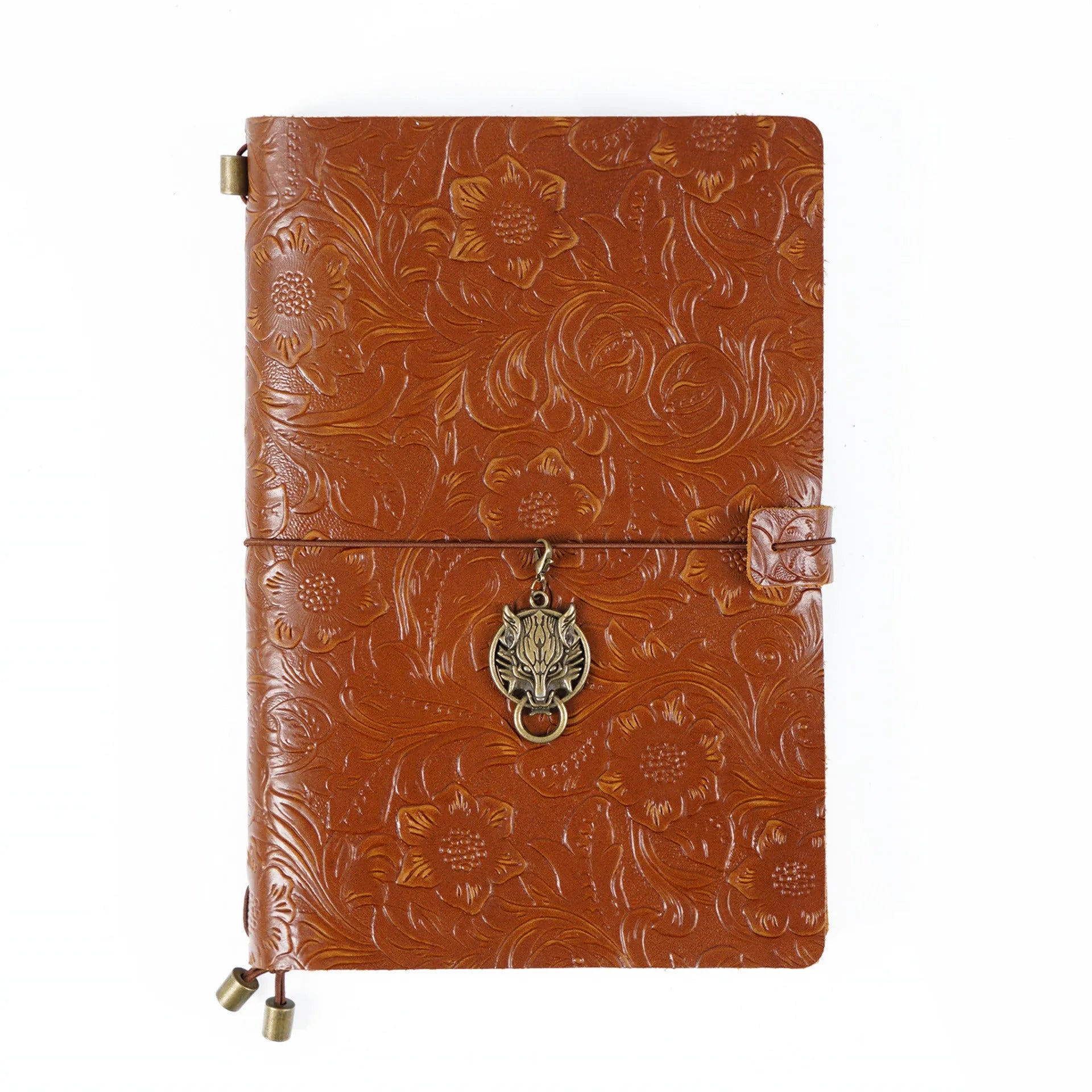 Creative vintage engraving cowhide travel notepad in black A5 size with genuine leather cover