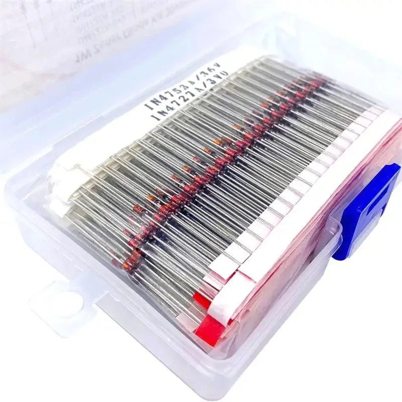 1W Zener diode in glass package with 50V breakdown voltage for electronics projects