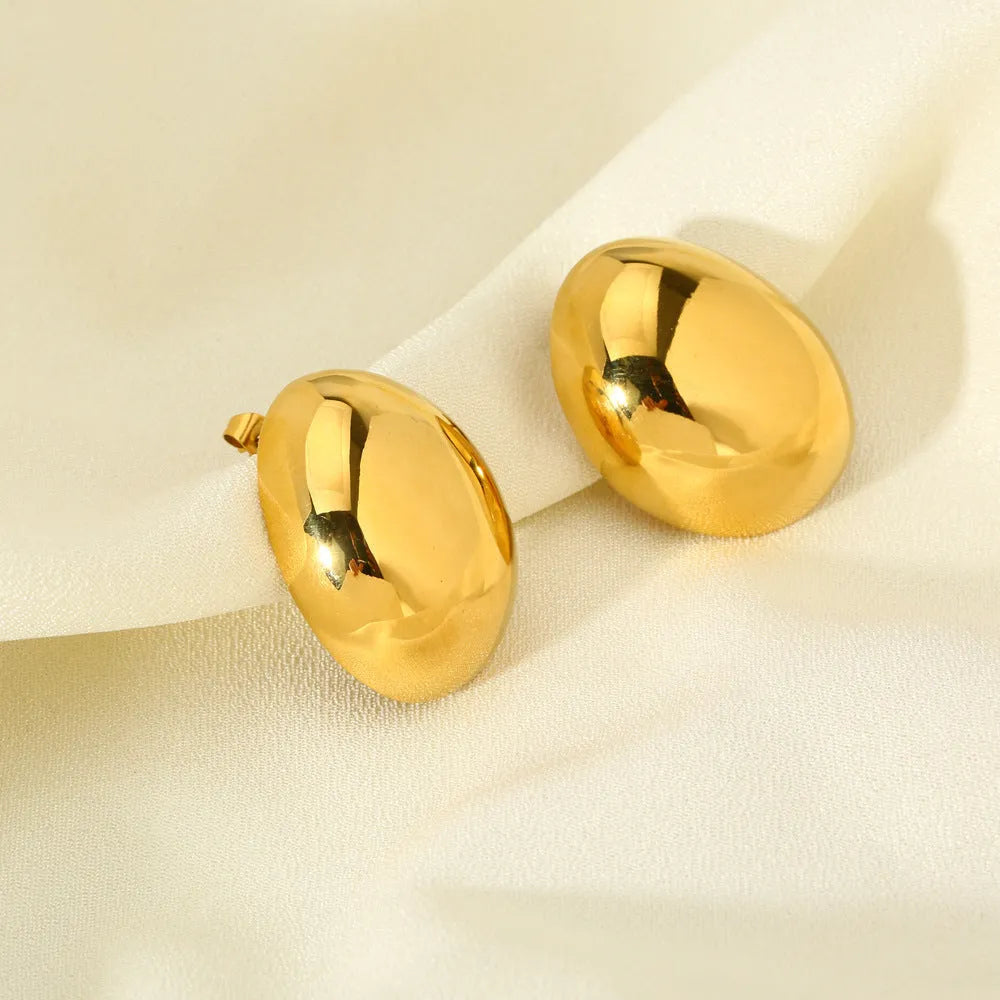 Geometric 18K gold-plated ear studs for women with a glazed surface, colour DFE139.